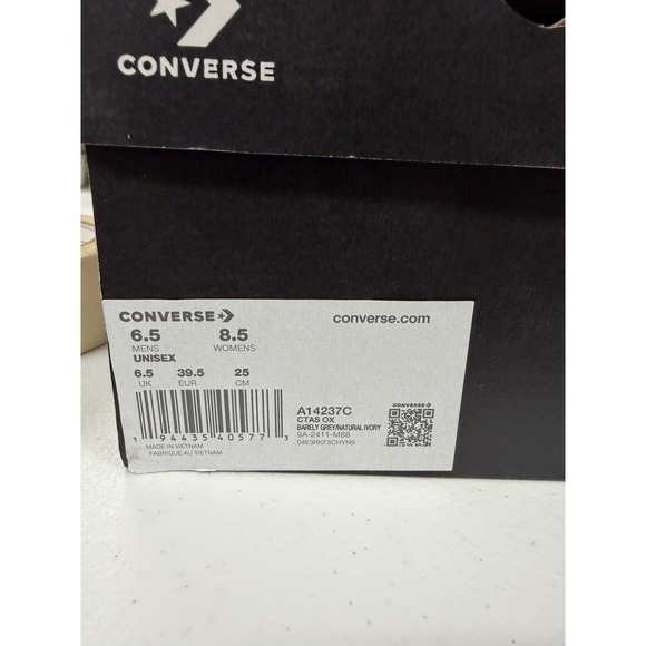 Converse Chuck Taylor All Star Ox Barely Grey Natural Ivory Suede Mens 6.5 NEW - Picture 7 of 7